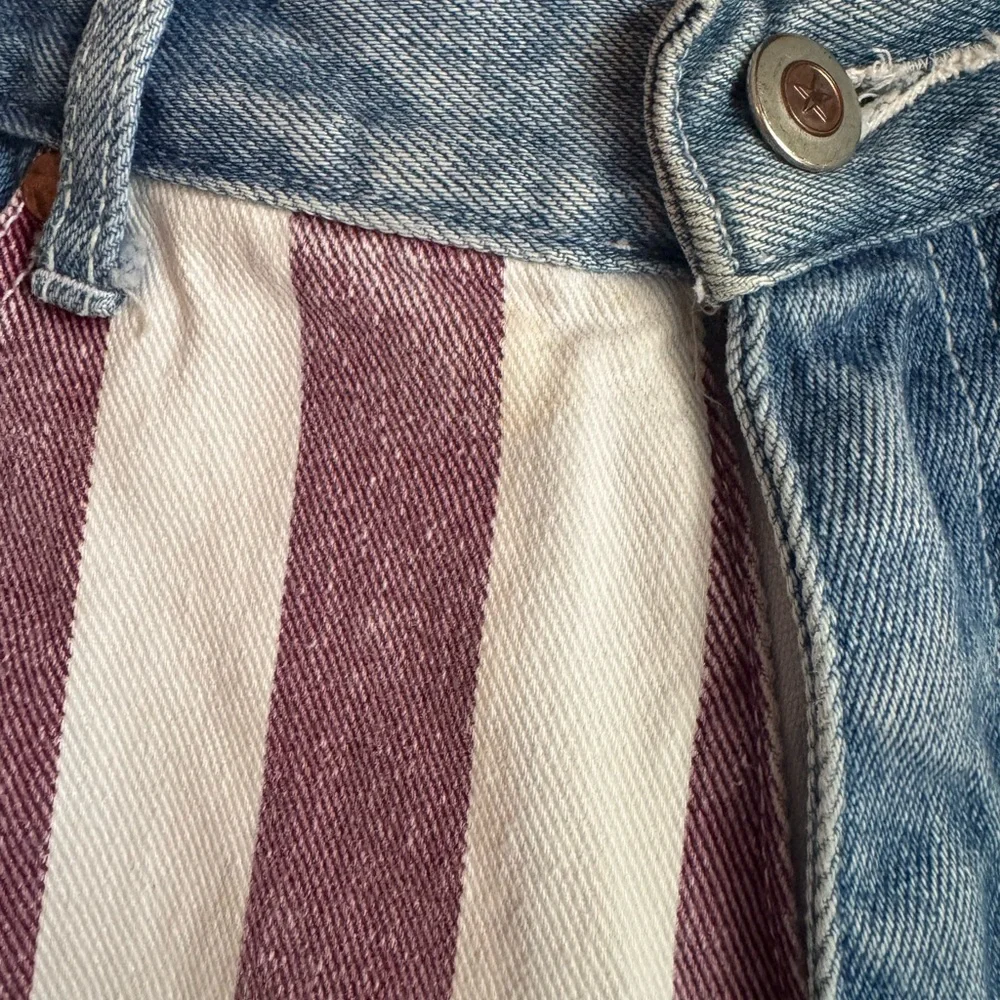 Vintage Carolina Blues Color-Block Striped Denim Shorts - Picture 5 of 11